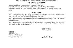 Quyết định 1237/QĐ-TTg Trung tướng Đặng Quân Thụy nguyên Phó Chủ tịch Quốc hội Chủ tịch Hội Cựu chiến binh Việt Nam nghỉ công tác