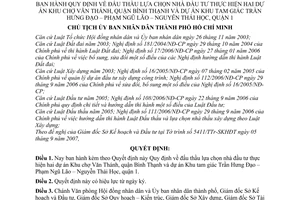 Quyết định 4241/QĐ-UBND quy định đấu thầu lựa chọn nhà đầu tư dự án Khu chợ Văn Thánh Khu tam giác Trần Hưng Đạo Phạm Ngũ Lão Nguyễn Thái Học