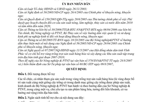 Quyết định 53/2007/CT-UBND hỗ trợ xây dựng vùng trồng trọt sản xuất hàng hóa