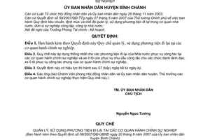 Quyết định 08/2007/QĐ-UBND quy chế quản lý, sử dụng phương tiện đi lại cơ quan hành chính sự nghiệp
