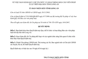 Quyết định 46/2007/QĐ-UBND tổ chức hoạt động Báo cáo viên pháp luật Long An