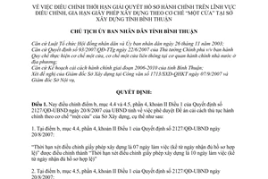 Quyết định 2447/QĐ-UBND điều chỉnh thời hạn giải quyết hồ sơ hành chính