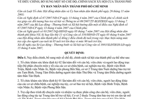 Quyết định 122/2007/QĐ-UBND bổ sung chế độ xã hội thành phố
