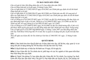 Quyết định 36/2007/QĐ-UBND Quy định mức chế độ thu, nộp, quản lý sử dụng phí đường bộ 785
