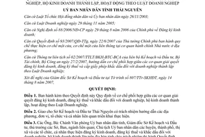 Quyết định 1934/2007/QĐ-UBND đăng ký kinh doanh thuế khắc dấu Thái Nguyên