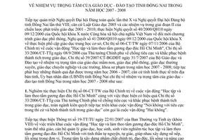 Chỉ thị 36/2007/CT-UBND nhiệm vụ trọng tâm của giáo dục Đồng Nai