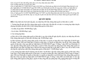 Quyết định 88/2007/QĐ-UBND mức độ thu, nộp, quản lý sử dụng lệ phí cấp giấy xác nhận thay đổi giấy chứng nhận quyền sỡ hữu nhà ở