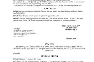 Quyết định 103/2007/QĐ-UBND Quy chế phối hợp quản lý hoạt động bán hàng đa cấp thành phố Hà Nội