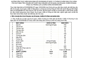 Thông tư liên tịch 15/2007/TTLT-BCA-BTC-BKH&ĐT tiêu chuẩn vật chất hậu cần