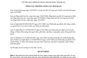 Quyết định 1691/QĐ-TCHQ sử dụng trang phục hải quan