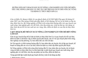 Thông tư 80/2007/TT-BNN hướng dẫn quy hoạch SX nông lâm nghiệp chế biến tiêu thụ nông lâm sản thủ tục hỗ trợ SX vùng tái định cư thủy điện Sơn La