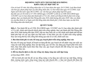 Nghị quyết 10/2007/NQ-HĐND cơ chế chính sách khuyến khích phát triển nông nghiệp