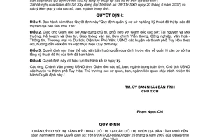 Quyết định 1818/2007/QĐ-UBND quản lý cơ sở hạ tầng kỹ thuật đô thị