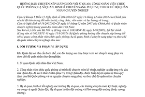 Thông tư 152/2007/TT-BQP hướng dẫn chuyển xếp lương sĩ quan công nhân viên chức quốc phòng hạ sĩ quan binh sĩ sang phục vụ quân nhân chuyên nghiệp