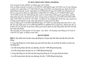 Quyết định 36/2007/QĐ-UBND mức thu, nộp, tỷ lệ điều tiết chế độ quản lý