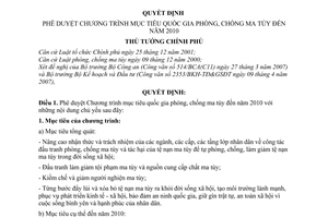Quyết định 156/2007/QĐ-TTg phê duyệt chương trình mục tiêu quốc gia phòng, chống ma túy đến năm 2010