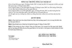 Quyết định 1700/QĐ-TCHQ Quy chế áp dụng quản lý rủi ro thí điểm thủ tục hải quan điện tử