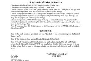 Quyết định 40/2007/QĐ-UBND Quy định bảo vệ môi trường tỉnh Quảng Nam