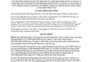 Quyết định 2206/QĐ-UBND điều chỉnh đơn giá bồi thường cây cà phê cây keo Thừa Thiên Huế