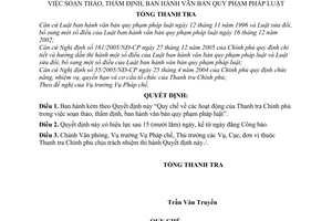 Quyết định 2015/2007/QĐ-TTCP Quy chế hoạt động thanh tra chính phủ soạn thảo thẩm định ban hành văn bản quy phạm pháp luật