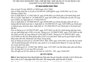Quyết định 38/2007/QĐ-UBND mức chế độ thu, nộp, quản lý sử dụng phí lệ phí địa bàn tỉnh