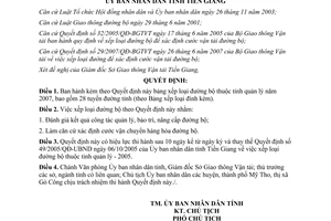 Quyết định 37/2007/QĐ-UBND xếp loại đường bộ thuộc tỉnh quản lý năm 2007