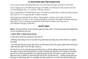 Quyết định 1722/QĐ-UBND 2007 phê duyệt Đề án xã hội hóa Dạy nghề 2007 2010 Khánh Hòa