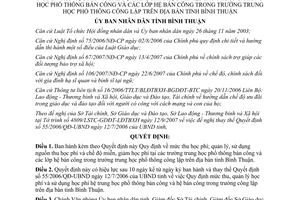 Quyết định 54/2007/QĐ-UBND mức thu miễn giảm học phí THPT bán công Bình Thuận