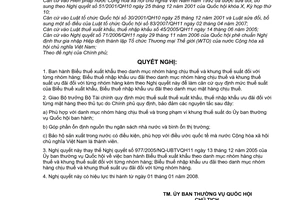 Nghị quyết 295/2007/NQ-UBTVQH12 biểu thuế xuất khẩu theo danh mục nhóm hàng chịu thuế  khung thuế suất