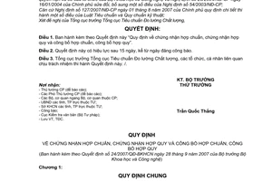 Quyết định 24/2007/QĐ-BKHCN Quy định chứng nhận hợp chuẩn chứng nhận công bố hợp chuẩn, hợp quy
