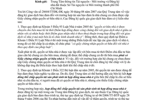 Công văn  232/ĐKGDBĐ-NV  giải quyết yêu cầu đăng ký thế chấp nhà chung cư chưa được cấp Giấy chứng nhận quyền sở hữu nhà ở