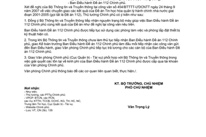 Công văn  5648/VPCP-CN  chuyển giao các kết quả của Đề án 112