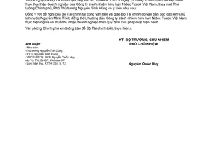 Công văn 5677/VPCP-KTTH thuê TNDN của Công ty TNHH Nidec Tosok Việt Nam