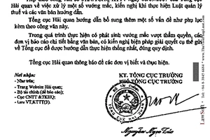 Công văn  5742/TCHQ-KTTT  xử lý  vướng mắc, kiến nghị khi thực hiện Luật quản lý thuế