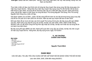 Công văn  273/BXD-VP  Cập nhật số liệu quy hoạch xây dựng Vùng thủ đô Hà Nội