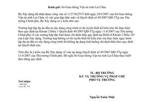 Công văn  14/BXD-PC  giải đáp thắc mắc  QĐ 49/2007/QĐ-TTg
