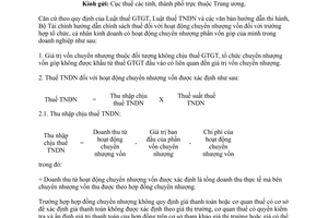 Công văn  13721/BTC-TCT  chính sách thuế  hoạt động chuyển nhượng vốn