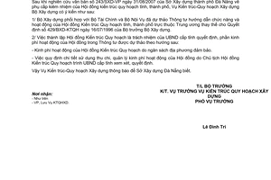 Công văn  51/BXD-KTQH  phụ cấp kiêm nhiệm của Hội đồng kiến trúc quy hoạch tỉnh, thành phố