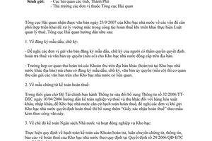 Công văn  5796/TCHQ-KTTT thủ tục hoàn thuế đối với kho bạc nhà nước