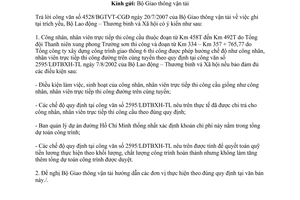 Công văn  3785/LĐTBXH-TL  chế độ  công nhân, nhân viên trực tiếp thi công xây dựng đường Hồ Chí Minh