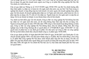 Công văn  14113/BTC-TCDN  thu sử dụng vốn góp liên doanh nước ngoài của Công ty cổ phần Dệt công nghiệp Hà Nội