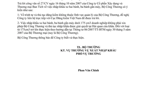 Công văn 2298/BCT-XNK nhập khẩu xe hai bánh, ba bánh gắn máy