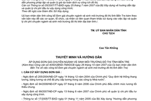 Công văn 4050/UBND-TMXDCB công bố Đơn giá chuyên ngành vệ sinh môi trường đô thị