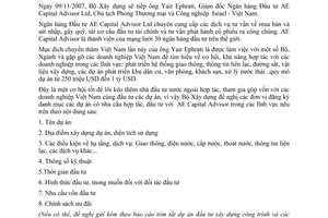 Công văn  124/BXD-KHTK đăng ký danh mục dự án  nhu cầu hợp tác đầu tư với nước ngoài