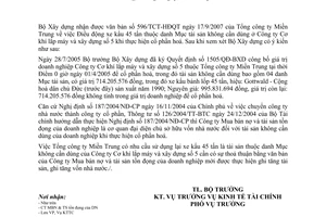 Công văn  181/BXD-KTTC  Sử dụng lại tài sản không tính trong giá trị doanh nghiệp thực hiện cổ phần hoá