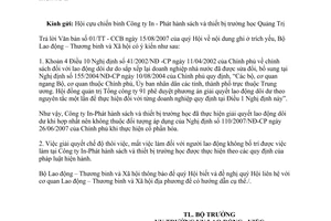 Công văn  3524/LĐTBXH-LĐVL  Thực hiện chính sách  người lao động dôi dư theo NĐ 110/2007/NĐ-CP