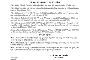 Quyết định 20/2007/QĐ-UBND Quy định thực hiện nếp sống văn minh tỉnh Hoà Bình