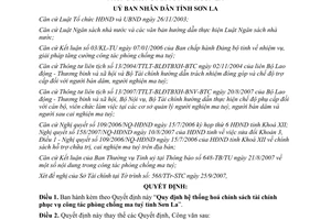 Quyết định 22/2007/QĐ-UBND chính sách tài chính phòng chống ma tuý Sơn La