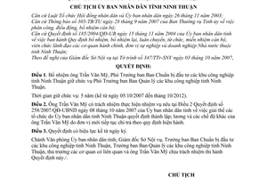 Quyết định 4176/QĐ-UBND bổ nhiệm Trần Văn Mỹ giữ chức vụ Phó Trưởng ban Ban Quản lý khu công nghiệp tỉnh Ninh Thuận