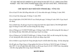 Quyết định 3564/QĐ-UBND 2007 quy hoạch chi tiết 1/2000 cụm công nghiệp Kim Long Bà Rịa Vũng Tàu